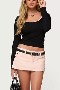 Edikted Contrast Lacey Long Sleeve Top