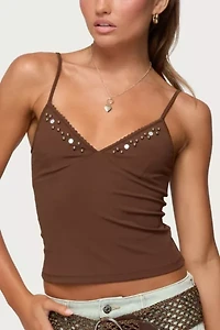 Edikted Holland Bead V Neck Tank Top