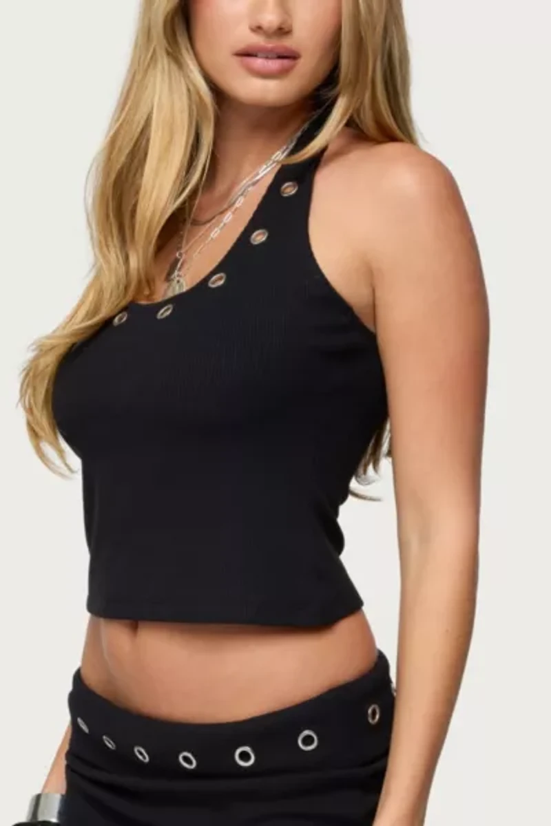 Edikted Havana Grommet Ribbed Halter Top