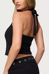 Edikted Havana Grommet Ribbed Halter Top