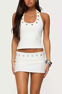 Edikted Havana Grommet Ribbed Halter Top