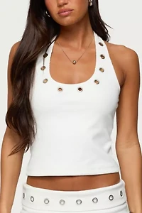 Edikted Havana Grommet Ribbed Halter Top