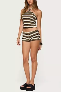 Edikted Elita Striped Textured Knit Halter Top