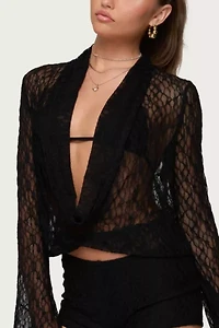 Edikted Lera Lacey Sheer Mesh Top