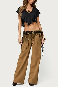Edikted Deena Ruffled V Neck Top