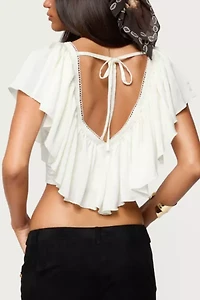Edikted Deena Ruffled V Neck Top
