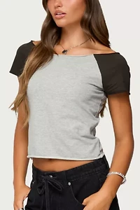 Edikted Liva Contrast Raglan T Shirt