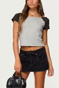 Edikted Liva Contrast Raglan T Shirt