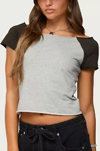 Edikted Liva Contrast Raglan T Shirt