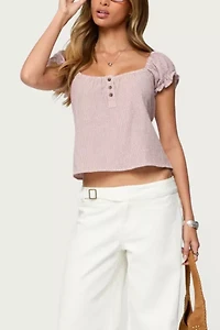 Edikted Rhory Pinstripe Babydoll Top