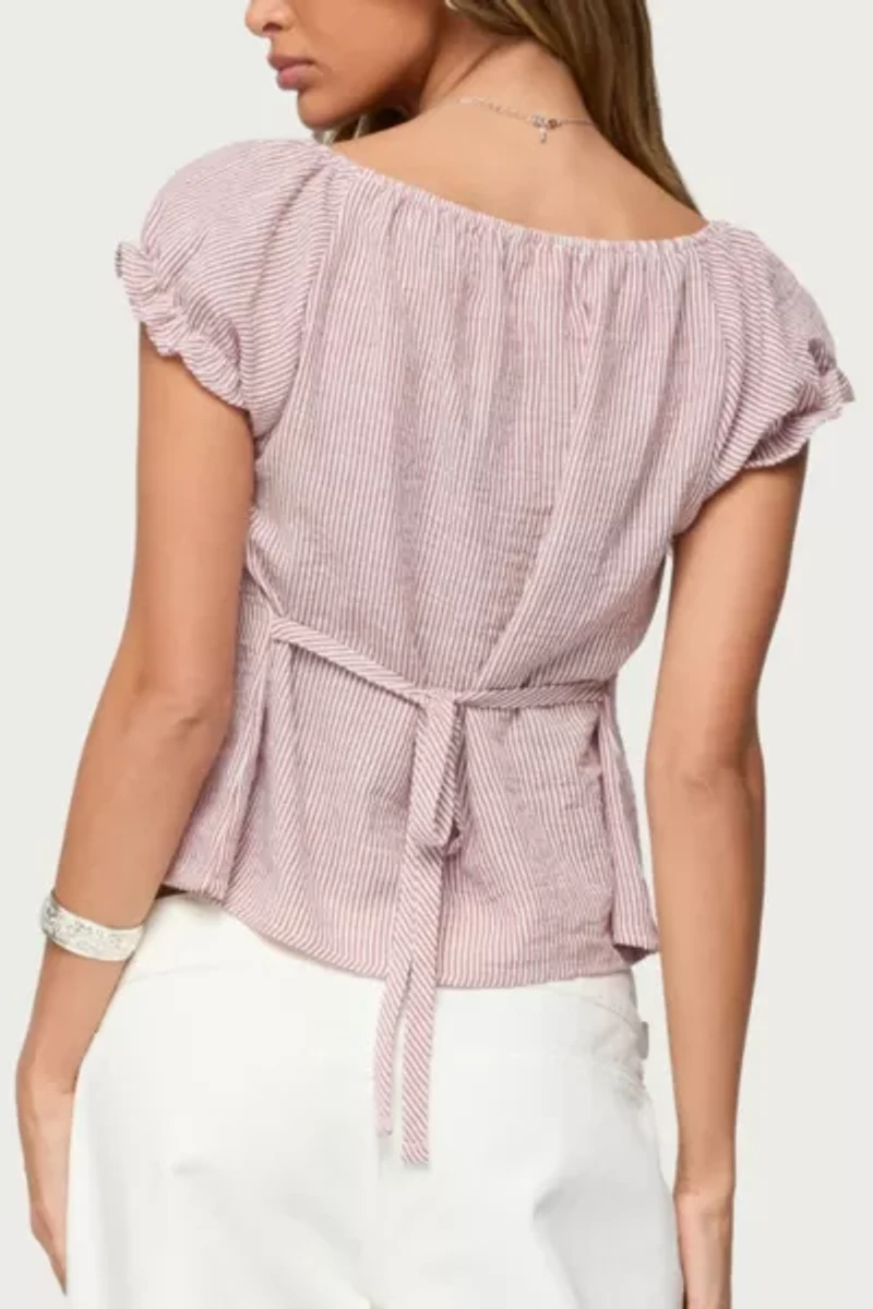 Edikted Rhory Pinstripe Babydoll Top