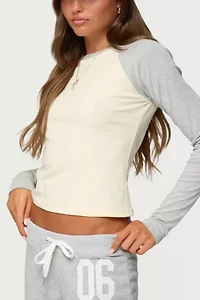 Edikted Raya Contrast Long Sleeve T Shirt