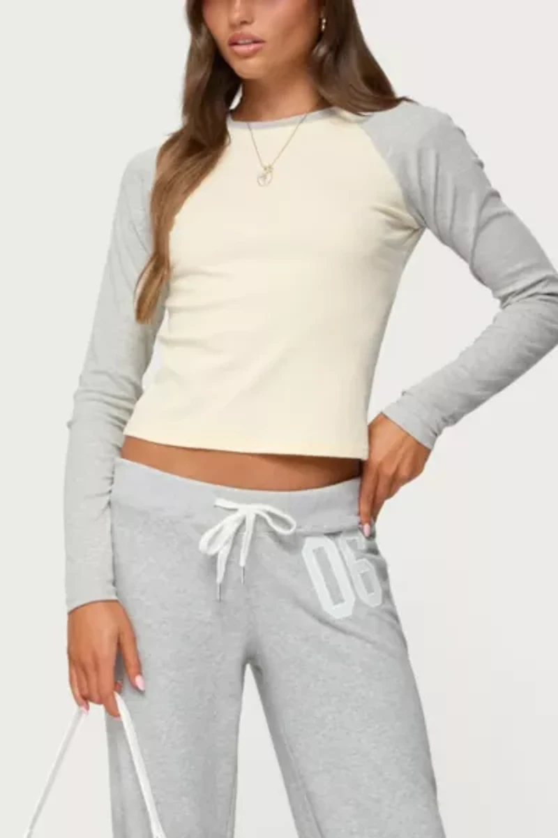 Edikted Raya Contrast Long Sleeve T Shirt