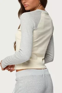 Edikted Raya Contrast Long Sleeve T Shirt