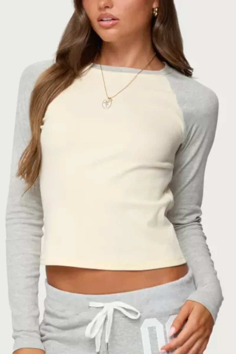 Edikted Raya Contrast Long Sleeve T Shirt