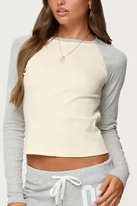 Edikted Raya Contrast Long Sleeve T Shirt