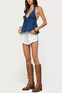Edikted Safia Denim Halter Top