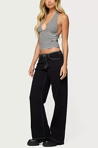 Edikted Sage Striped Halter Top
