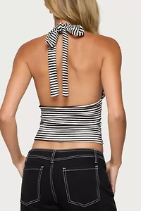 Edikted Sage Striped Halter Top