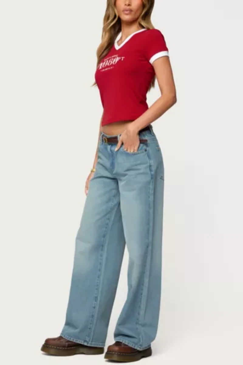 Edikted Santa Monica V Neck T Shirt