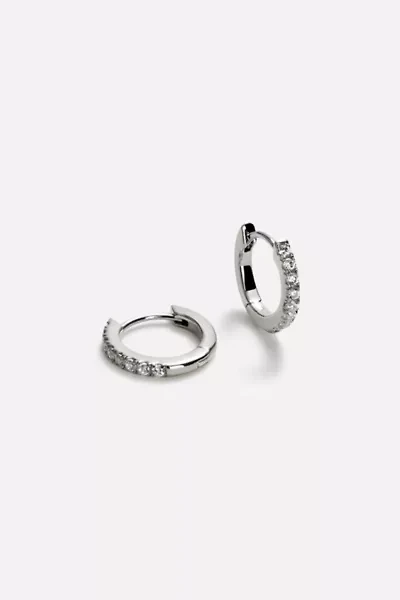 Ana Luisa Pave Huggie Hoops Silver