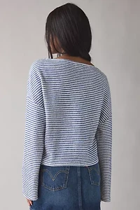 ReMADE By UO Remnants Striped Cozy Knit Drippy Long Sleeve Top