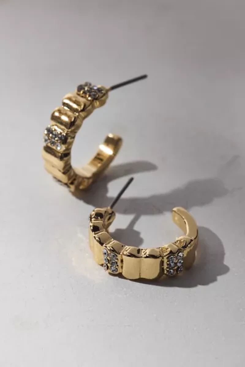 Carolina Ridged Rhinestone Hoop Earring