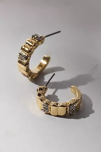 Carolina Ridged Rhinestone Hoop Earring