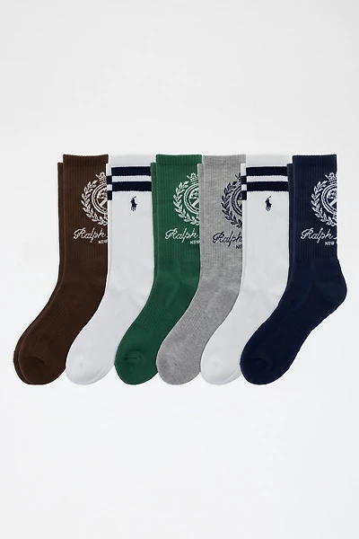 Polo Ralph Lauren Men's RL Crest Logo Crew Sock 6-Pack