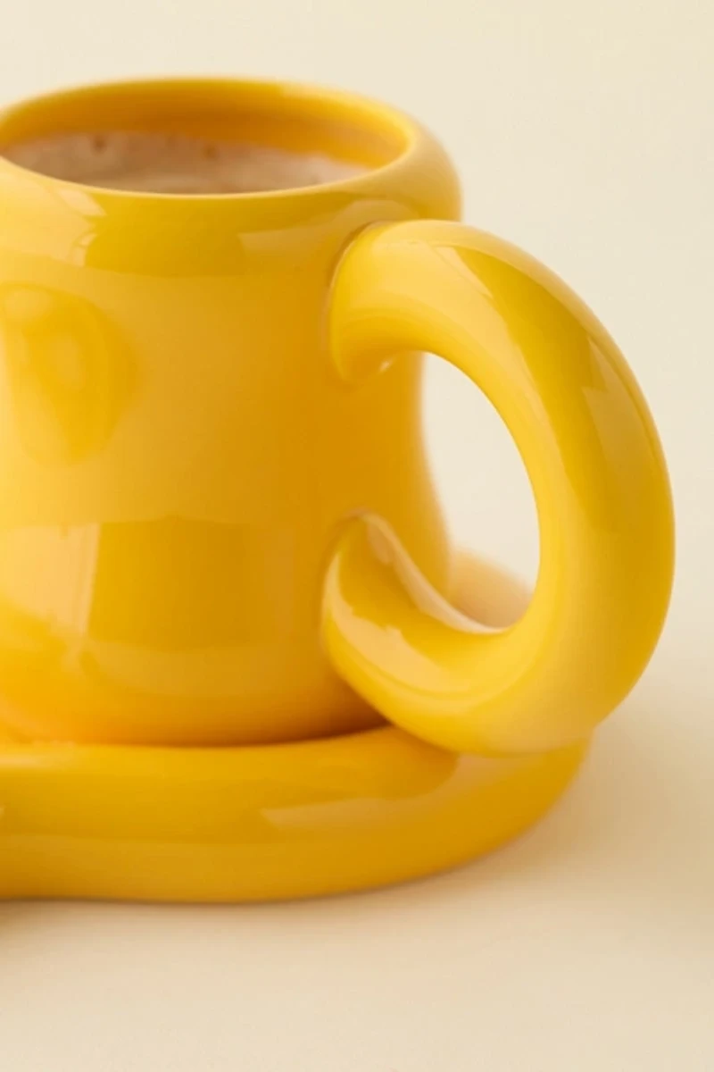 Zaya Bubbled Ceramic Saucer Plate & Mug Set