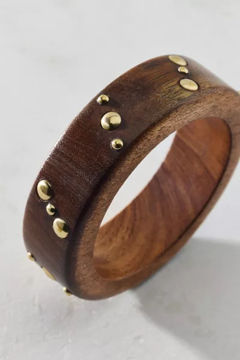 Studded Wooden Bangle Bracelet