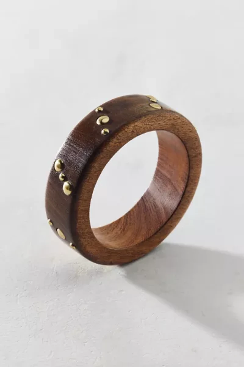Studded Wooden Bangle Bracelet
