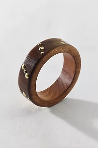 Studded Wooden Bangle Bracelet
