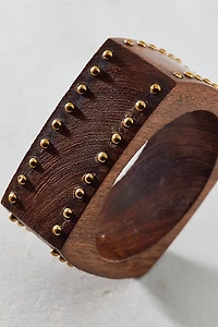 Studded Square Wooden Bangle Bracelet