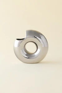 Zaya Chrome Donut Shaped Ceramic Vase