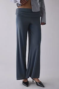 UO Liv Cupro Ruched Foldover Flare Pant