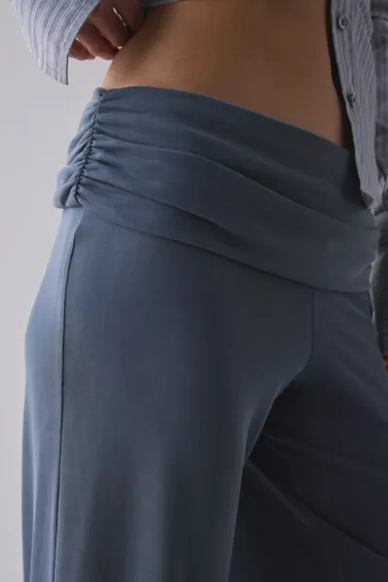 UO Liv Cupro Ruched Foldover Flare Pant