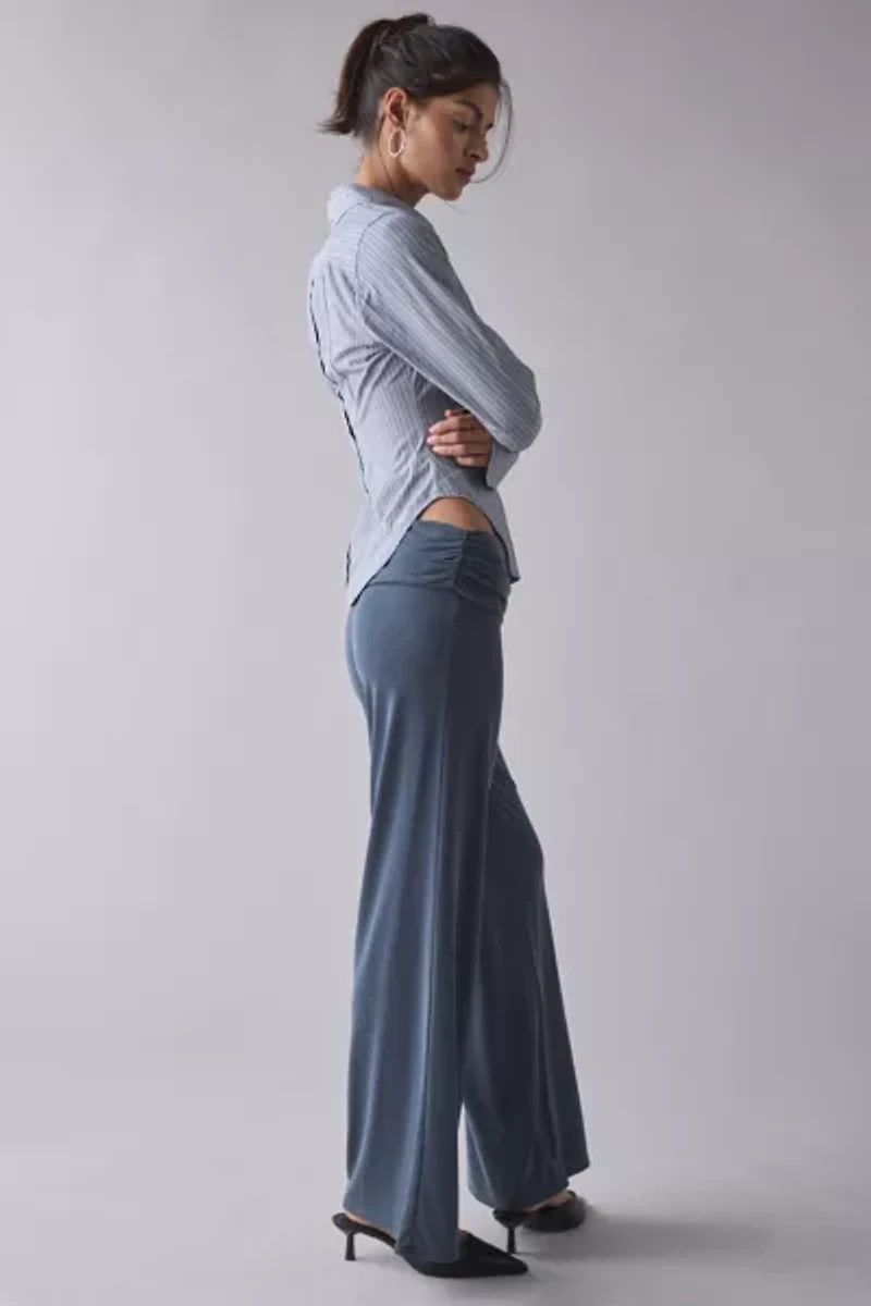 UO Liv Cupro Ruched Foldover Flare Pant