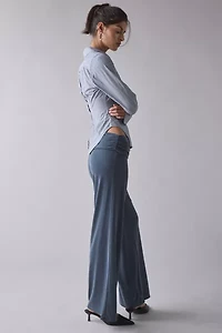 UO Liv Cupro Ruched Foldover Flare Pant