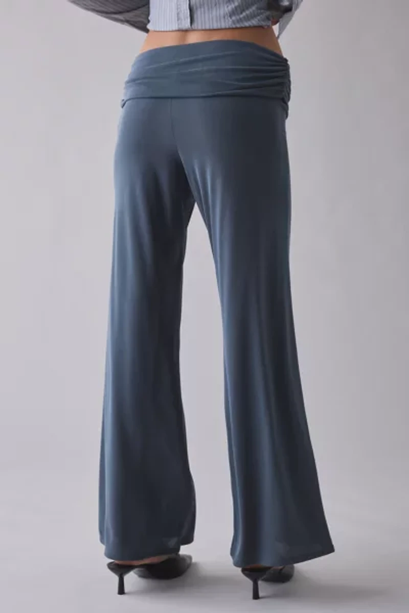 UO Liv Cupro Ruched Foldover Flare Pant