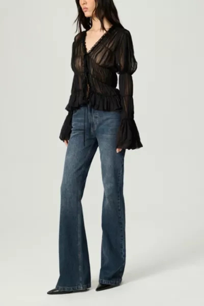Nocturne Ruched Sheer Blouse