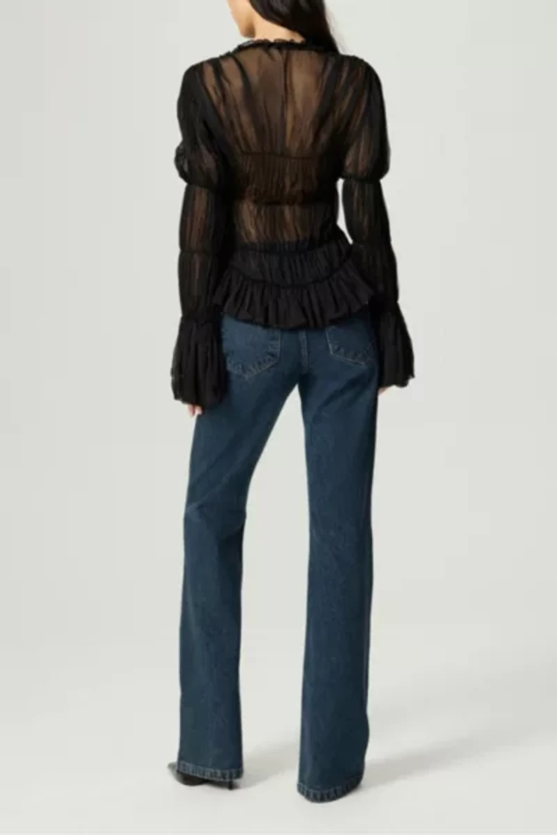 Nocturne Ruched Sheer Blouse