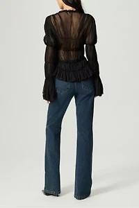 Nocturne Ruched Sheer Blouse