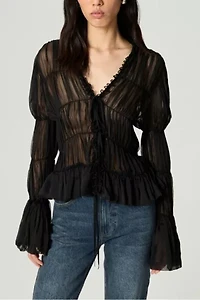 Nocturne Ruched Sheer Blouse