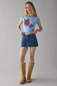 Out From Under Cotton Compression Boatneck Strawberry Graphic Tee