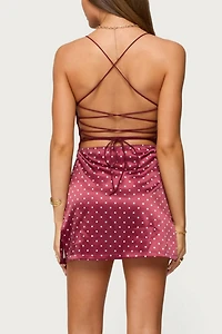 Edikted Lacey Backless Polka Dot Mini Dress