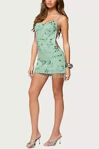 Edikted Embellished Fringed Backless Mini Dress
