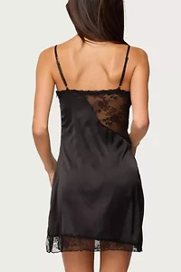 Edikted Asymmetric Lacey Satin Effect Mini Dress