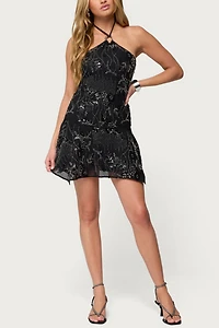 Edikted Adria Bead & Sequin Mini Dress