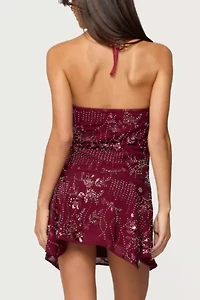 Edikted Adria Bead & Sequin Mini Dress